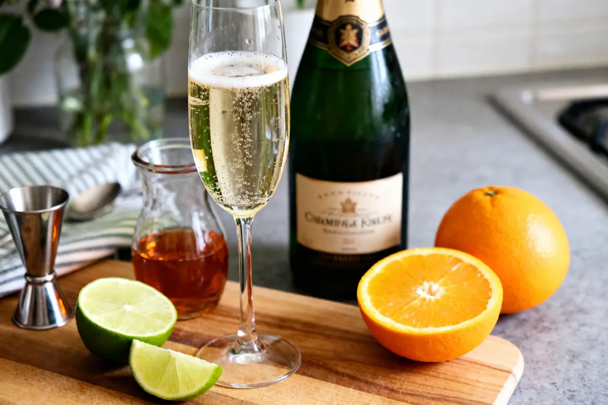 pexels-michal-pech-213601-757318 (1) Ingrédients pour une recette de soupe champenoise avec champagne, agrumes et liqueur.